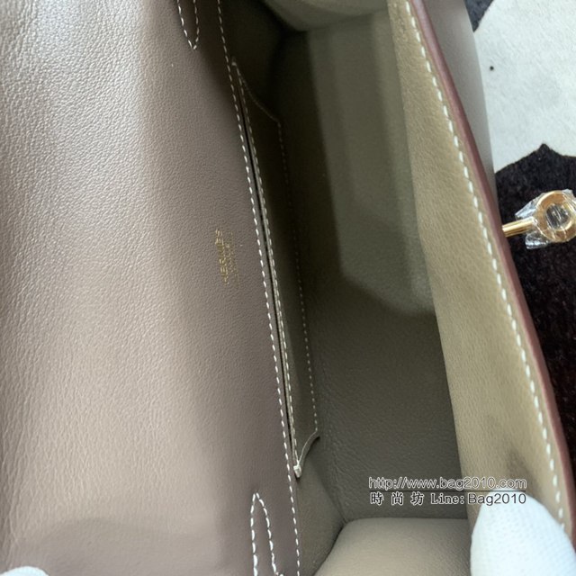 Hermes凱利女包 愛馬仕Minikelly pochette一代 原廠進口swift皮 半手工蠟線 大象灰 金銀扣  tdh2267